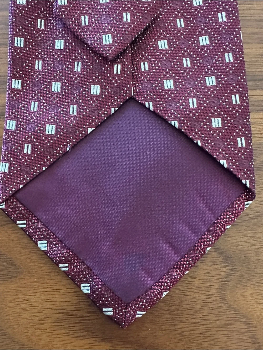 Polo by Ralph Lauren Maroon Geometric Silk Tie